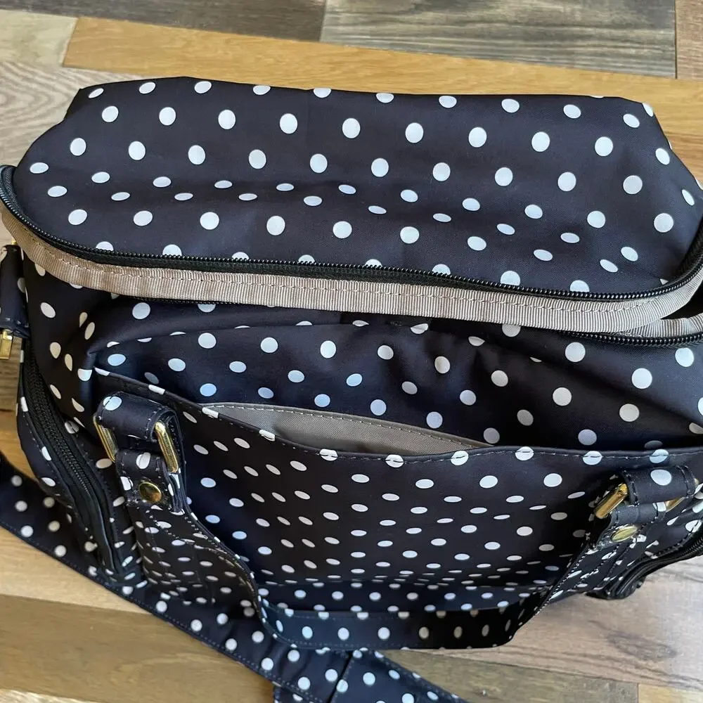 JuJuBe BFF Convertible Diaper Bag The Duchess Black White Polka Dot